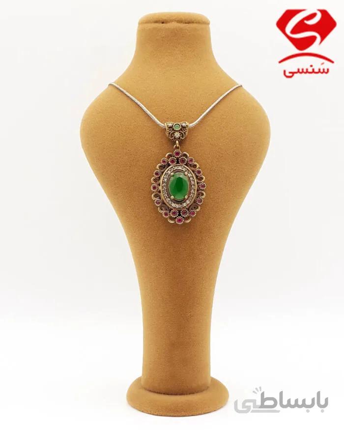 گردنبند نقره عثمانی سنگ جید