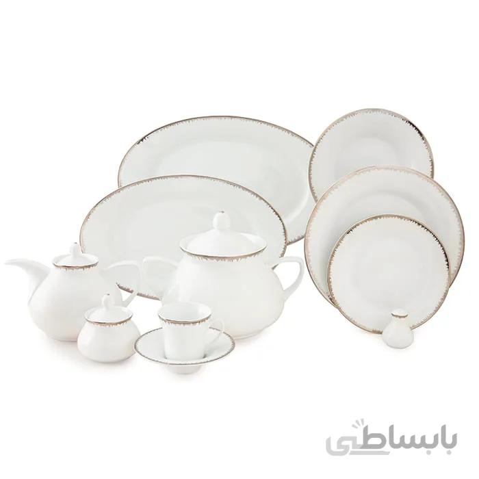 سرویس چینی زرین 12 نفره کامل رویال پلاتینی (108 پارچه) ا Zarin Iran Shahrzad Royal-Platinum 108 Pieces FDC Dinnerware Set