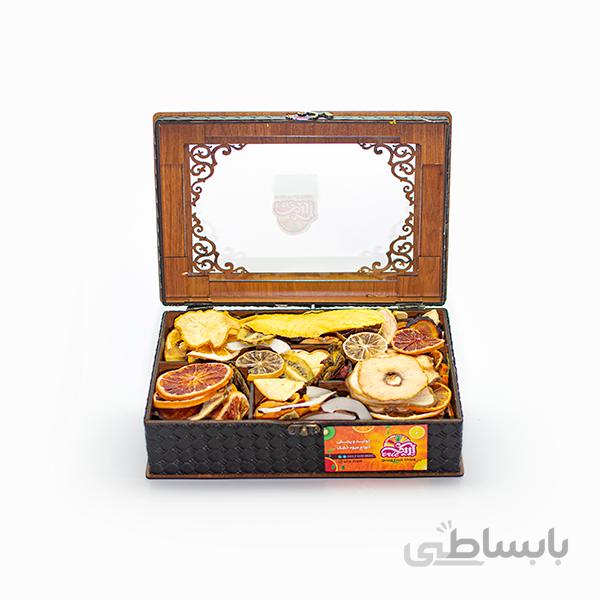 جعبه چوبی دور چرم 500 گرمی