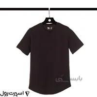 تيشرت نخي ساده يقه گرد | مشكي 402