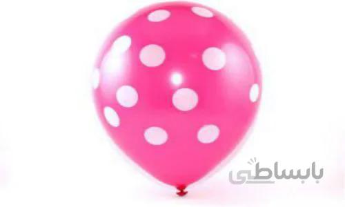 بادکنک صورتی خالدار سفید سایز 12 اینچ