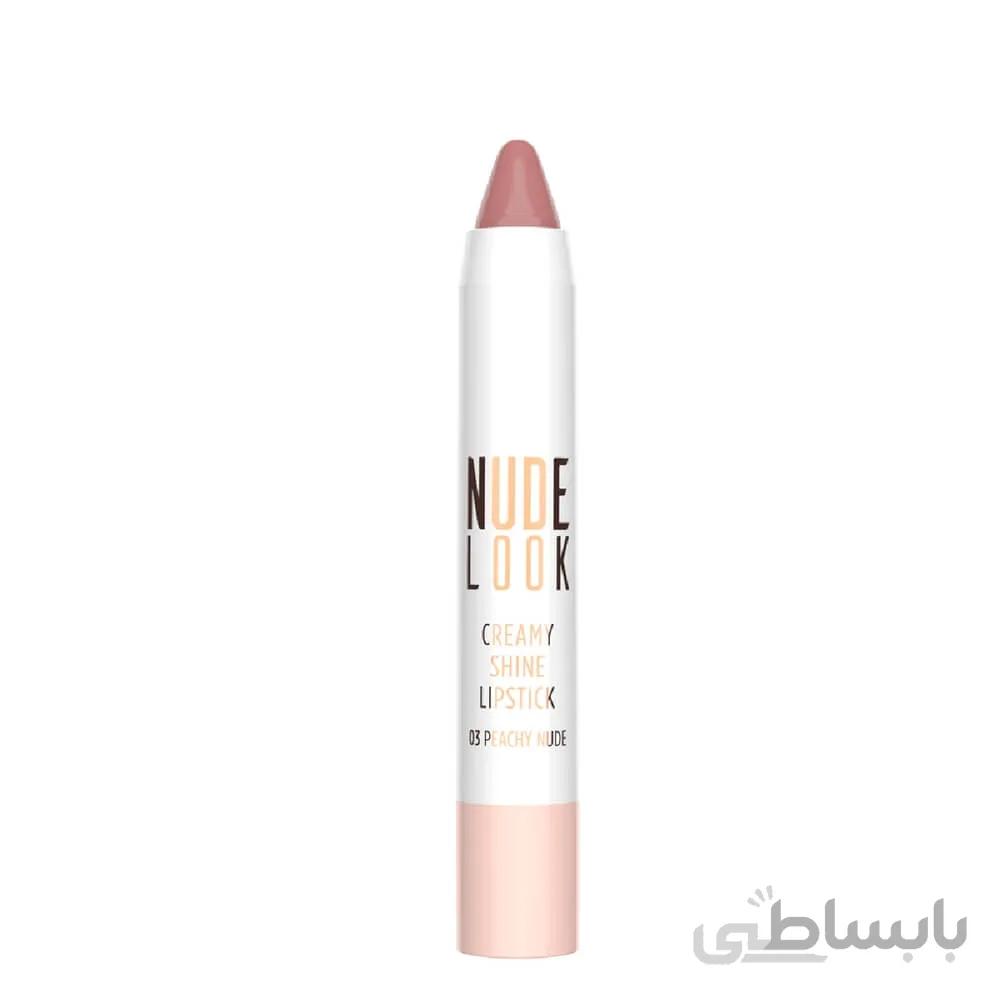 رژلب مدادی براق Nude Look گلدن رز شماره 02 ا Golden Rose Nude Look Creamy Shine Lipstick No. 02