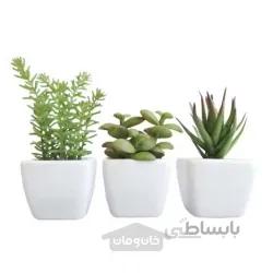 گلدان چوبی گیاه سبز مصنوعی A