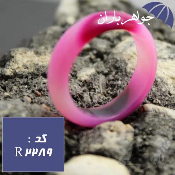 حلقه عقیق صورتی طرح دار خوشرنگ کد R_2289