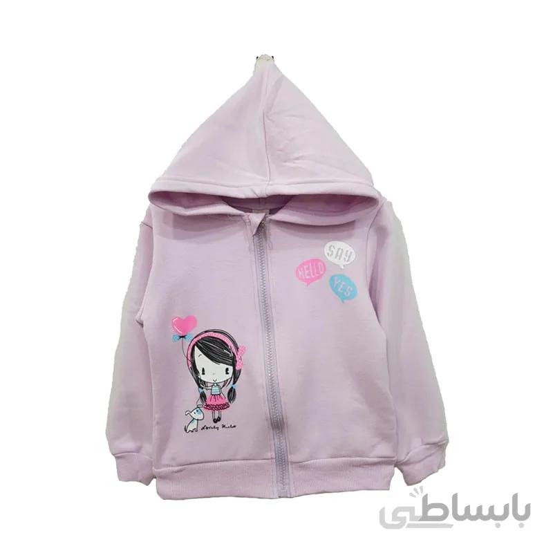 سویشرت کلاه دار بچه گانه طرح دخترک