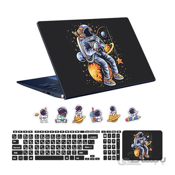 اسکین لپ تاپ طرح Astronaut کد ۱۱ به همراه استیکر کیبورد