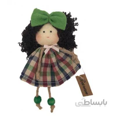عروسک خیریه باران مدل مو فرفری مشکی پاپیون دار Baran charity handmade doll