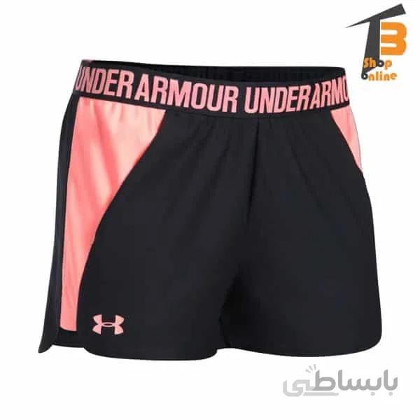 شلوارک ورزشی مشکی صورتی آندرآرمور (اورجینال) ا UnderArmour Play Up 2.0 Shorts