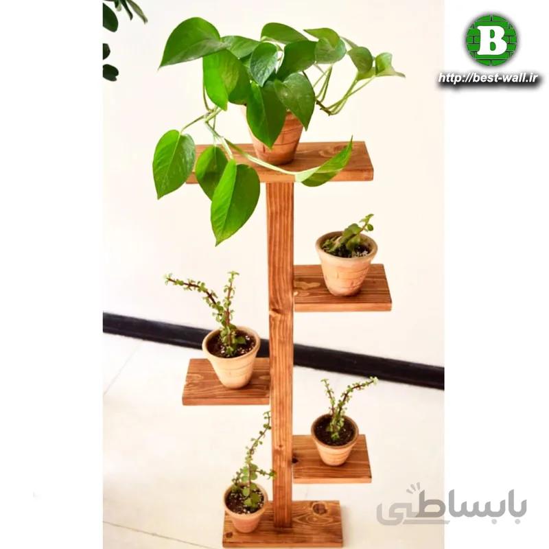استند گلدان چهار طبقه چوبی