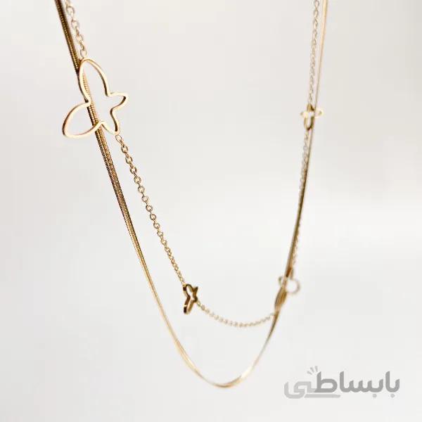 گردنبند دو زنجیر پروانه