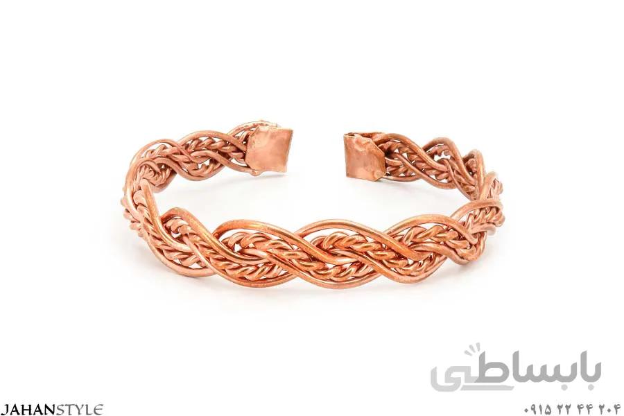 دستبند مسی طرح بافت