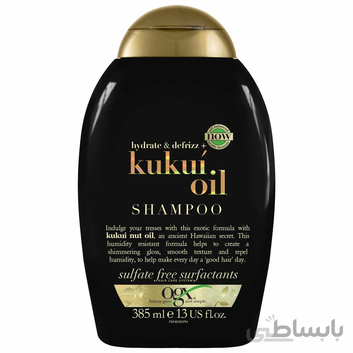 شامپو روغن کوکوی او جی ایکس OGX ا OGX Kukui Oil Sulfate Free Shampoo For Frizzy Hair 385ml
