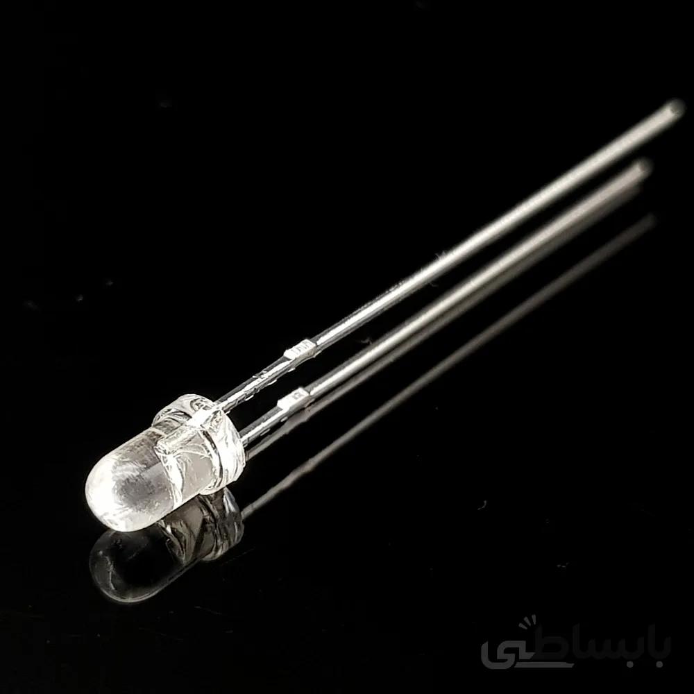 ال ای دی 3mm سفید شیشه ای پایه بلند