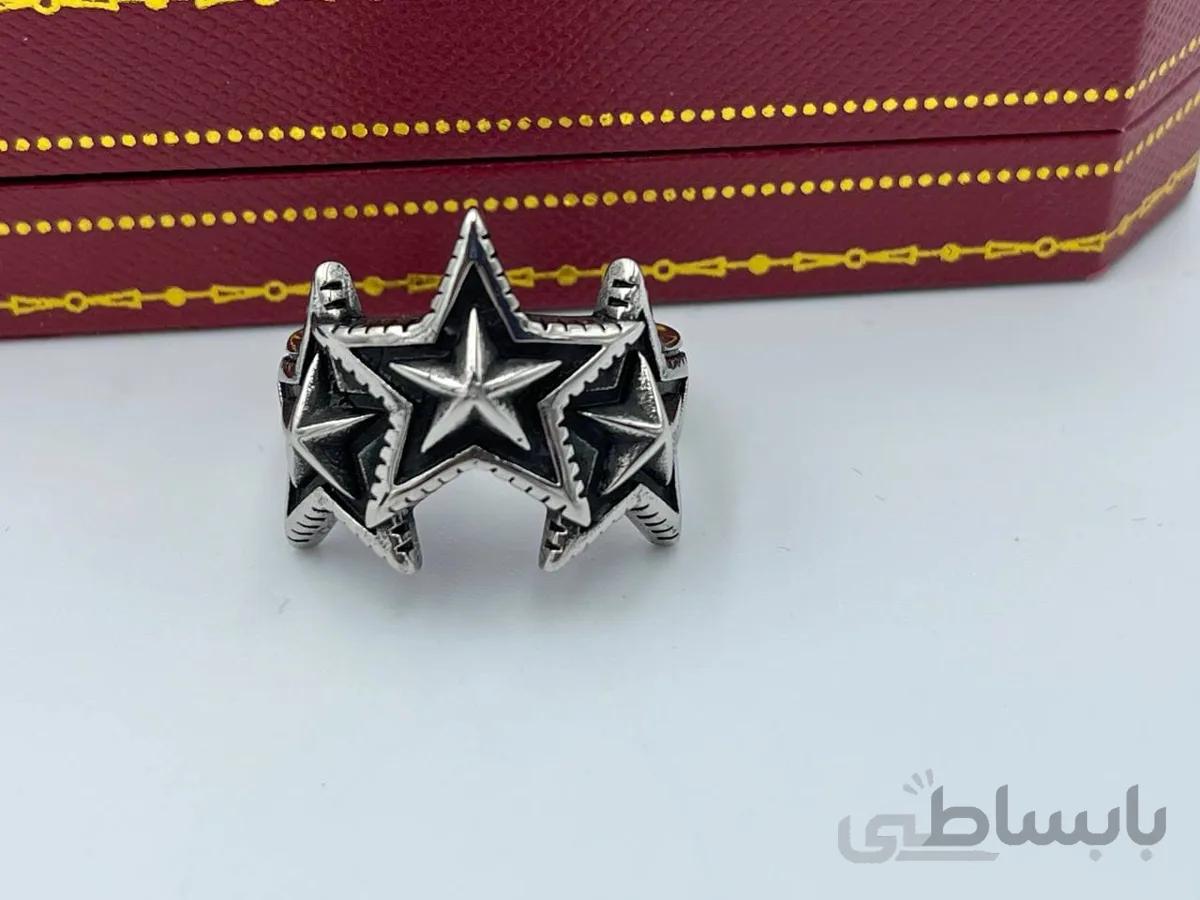 انگشتر مردانه سه ستاره سیاه قلم