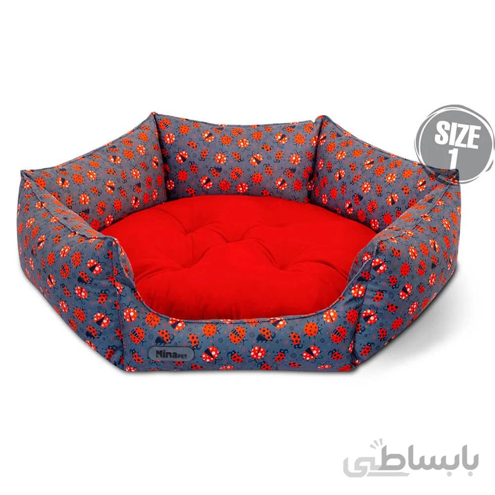 جای خواب شش ضلعی سگ و گربه نیناپت مدل VIP کفشدوزک ا Ninapet Hexagon Bed For Dogs And Cats Lady Bird Model
