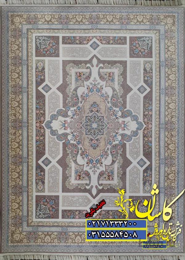 فرش کاشان نقشه خزان بژ 1200 شانه برجسته