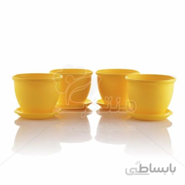مجموعه 4 عددی گلدان پلاستیکی مدل 3015 (تک رنگ)