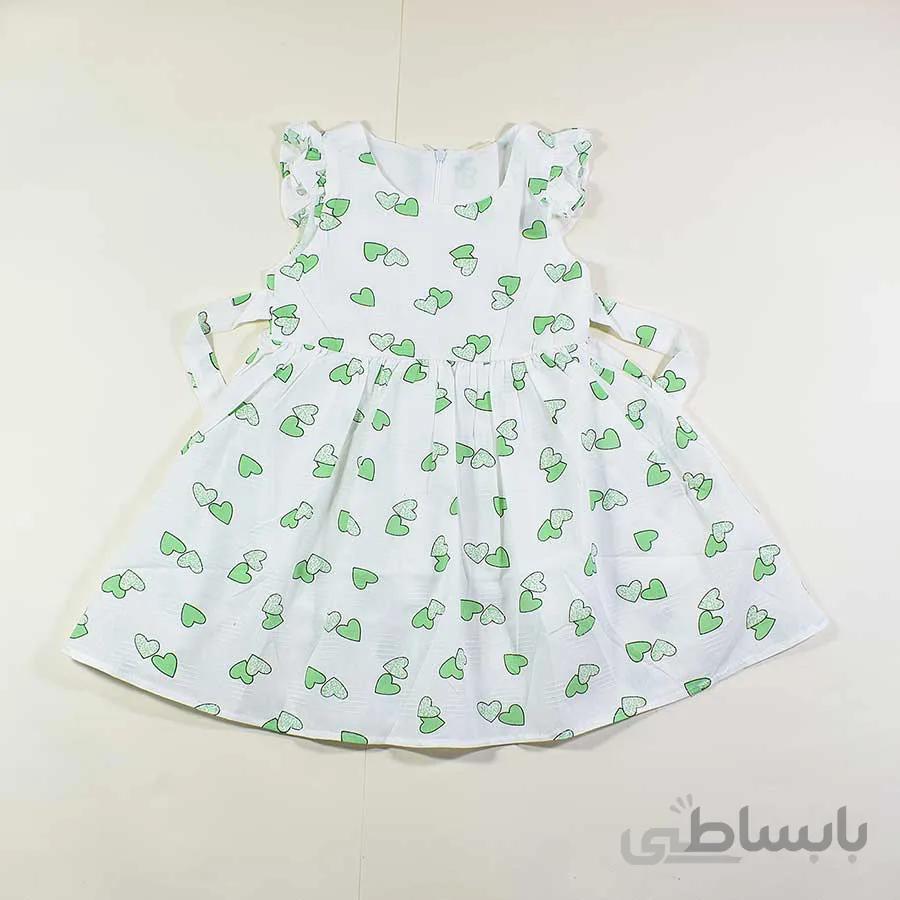 پیراهن بچه گانه دخترانه طرح قلب سبز کد 2435