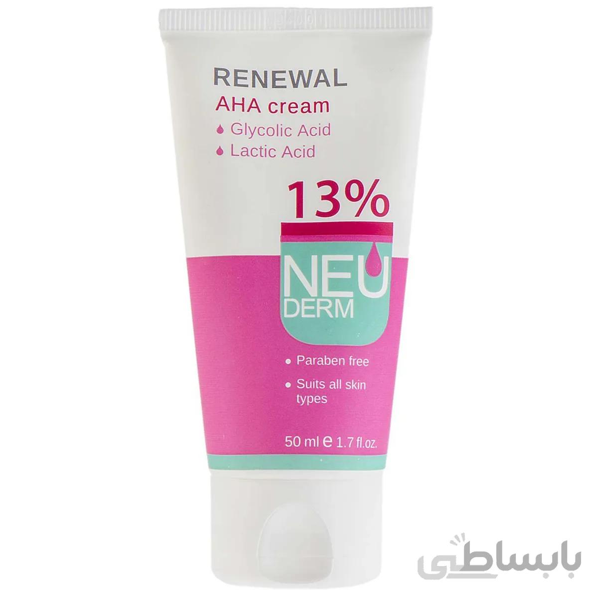 کرم لایه بردار رینیوال حاوی اسید های میوه نئودرم ا Neuderm Renewal AHA cream