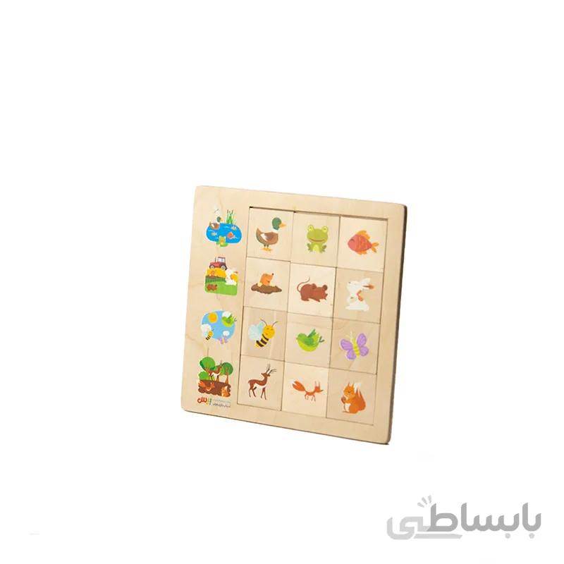 اسباب بازی چوبی پازل هوش رابطه ها-حیوانات