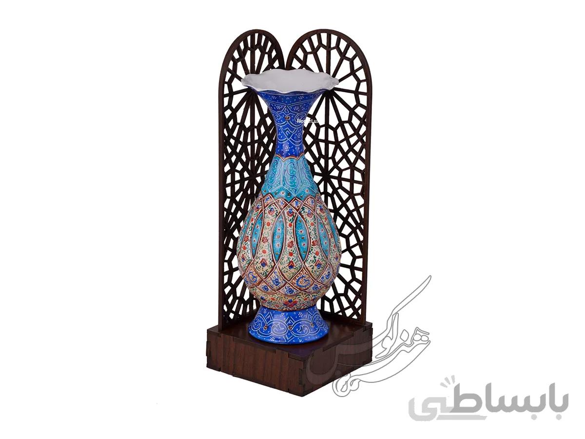تندیس چوبی گلدان مینا 16 سانتی مدل غزال