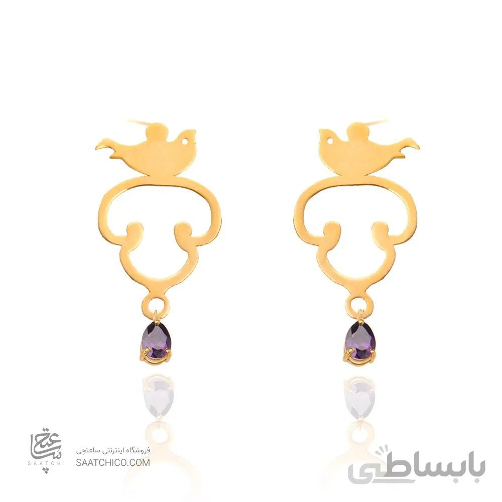 گوشواره طلا زنانه طرح اسلیمی پرنده کد XE121