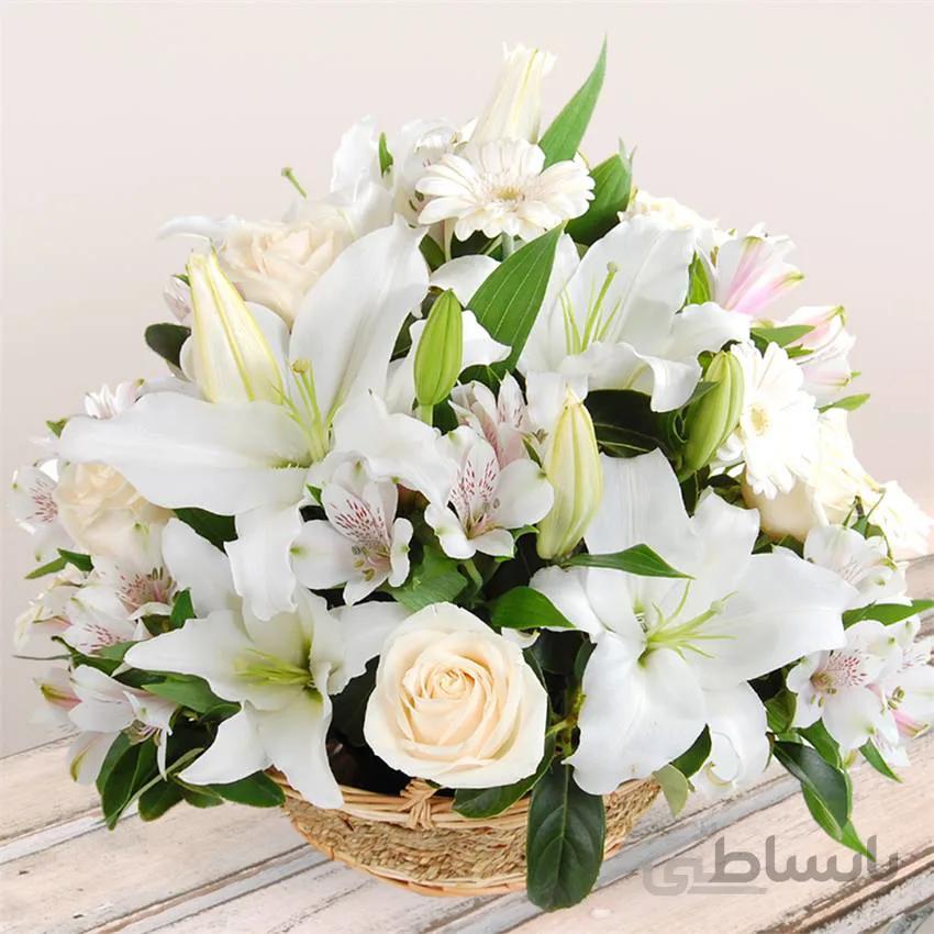 سبد گل لیلیوم سفید شماره ۲۲۵