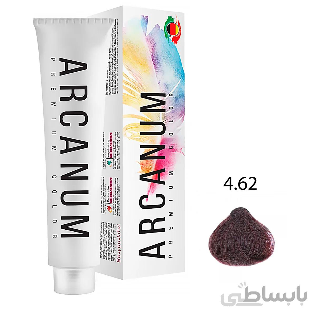 رنگ مو آرکانوم سری قرمز بورگاندی حجم 120 میل شماره 4.62 رنگ قرمز بورگاندی خیلی تیره ا Arcanum Burgundy Hair Color 120 ml - No.4.62(Burgundy Red)