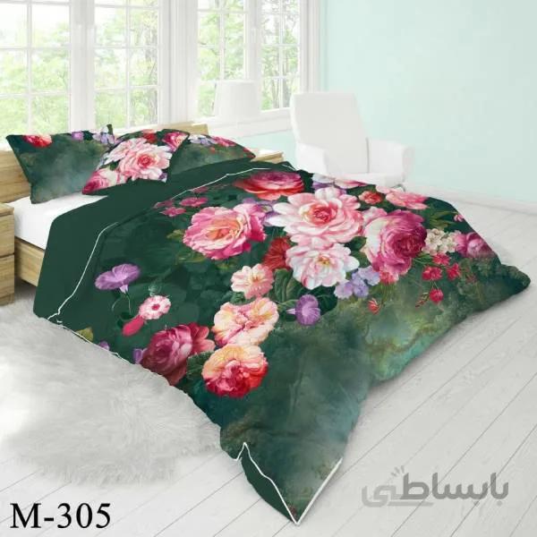 روتختی سه بعدی ساتن ابریشم ترک طرح گلدار - کد M 305