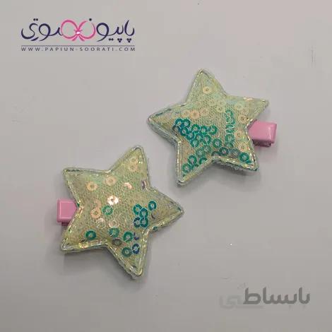 گیره مو دوتایی مدل ستاره پولکی