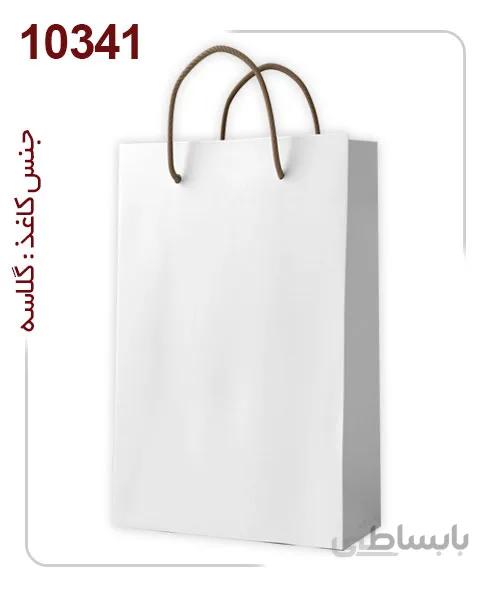 ساکدستی فانتزی تک رنگ سفید با کاغذ گلاسه کد10341