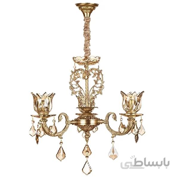 لوستر برنزی چشمه نور 3 شعله کد 2779