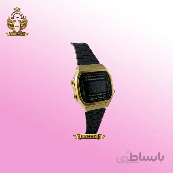 ساعت زنانه کاسیو نوستالژی CASIO A168W مشکی-طلایی