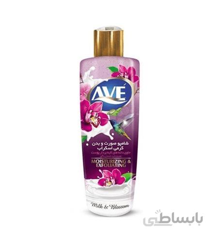 شامپو بدن کرمی اسکراب اوه با رایحه شیر و شکوفه حجم 400 گرم