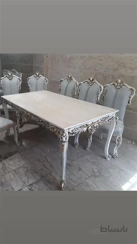 نهار خوری ۴نفره سم اهویی مدل نگین میز سلطنتی کد۱۳۶۶۳۶۶۸۰۷۲