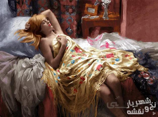 قیمت نخ و نقشه تابلو فرش تبریز طرح دختر رویا کد j-177