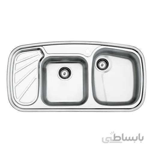 سینک ظرفشویی توکار استیل البرز ا پروانه Steel Alborz Double Bowl Sink 611