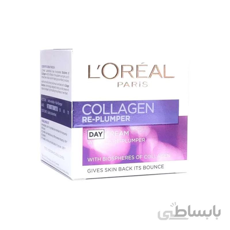 کرم آبرسان روز و پرکننده خطوط لورال کلاژن LOreal Collagen Re Plumping Cream