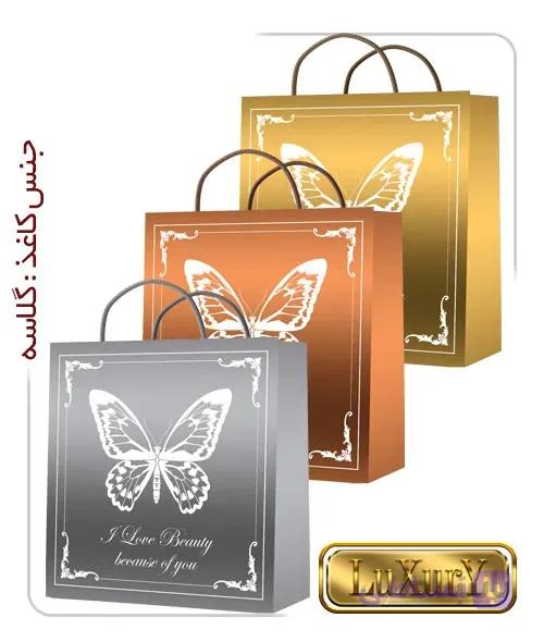 ساکدستی فانتزی لاکچری طلایی ، مسی و نقره ای با کاغذ گلاسه کد10168