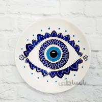 بشقاب سرامیکی دستساز چشم نظر گرد طرح ۱2