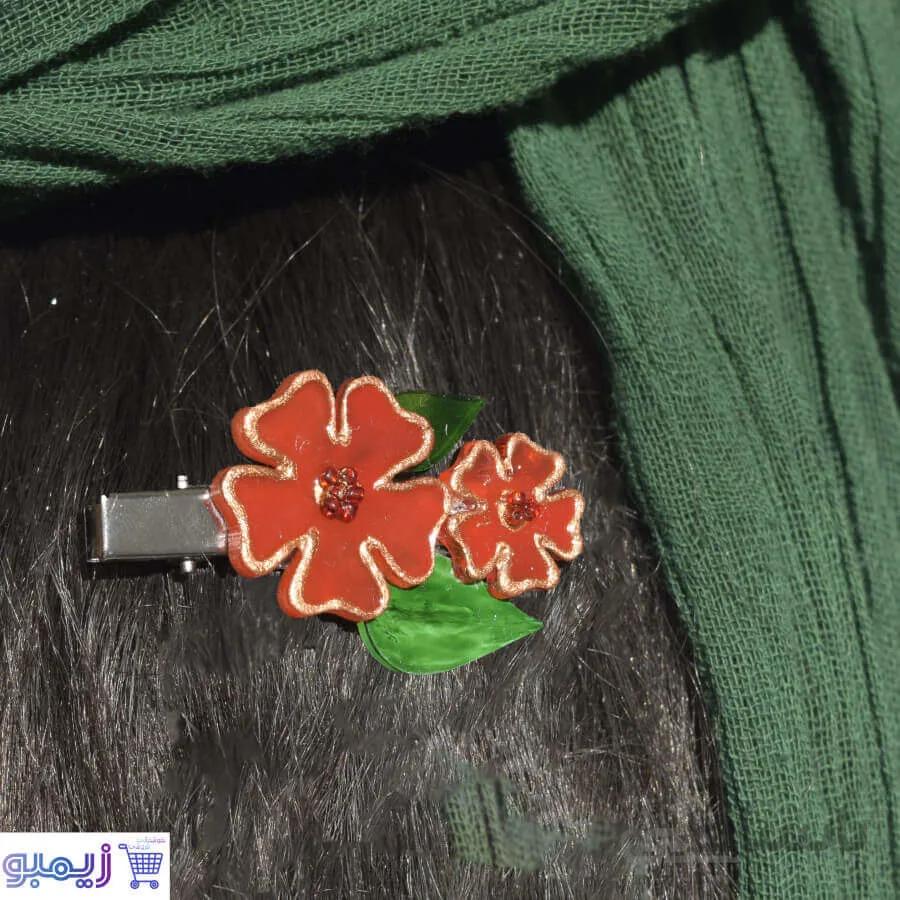گیره سر طرح گل قرمز