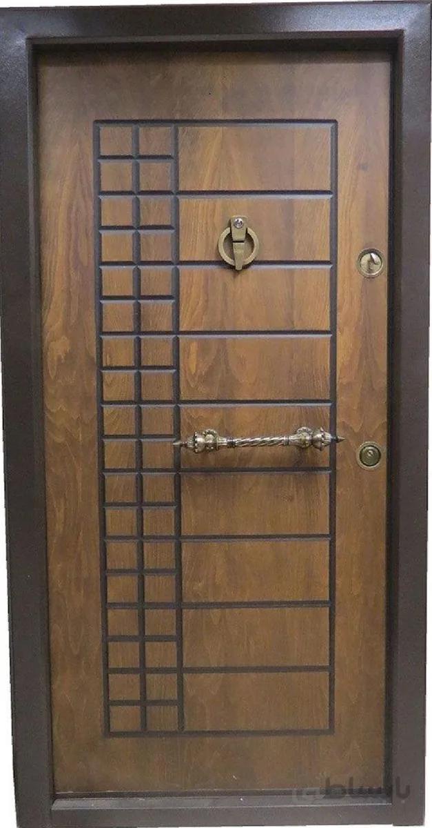 درب ضد سرقت بیسکوییتی روکش راش یراق زیتونی - 105*210 / راست بازشو