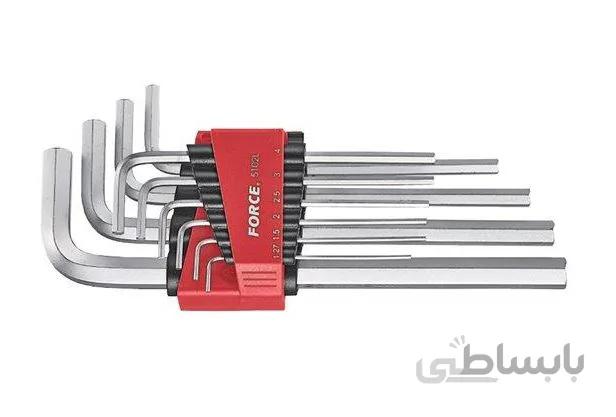 سِری آچار آلن بلند 6 گوش 10 عددی فورس – FORCE مدل 5102L