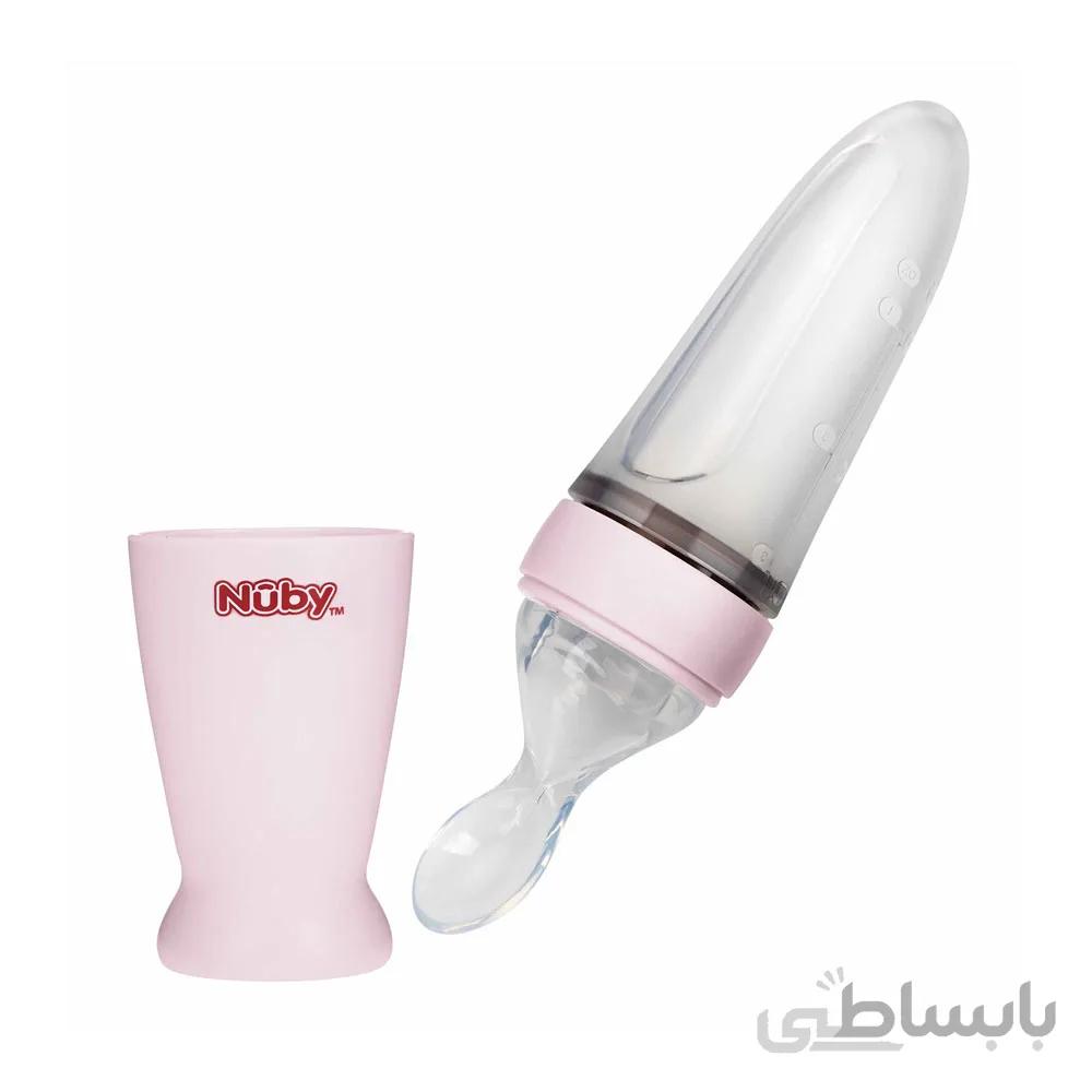 سرلاک خوری +3 ماه نابی NUBY تمام سیلیکون صورتی