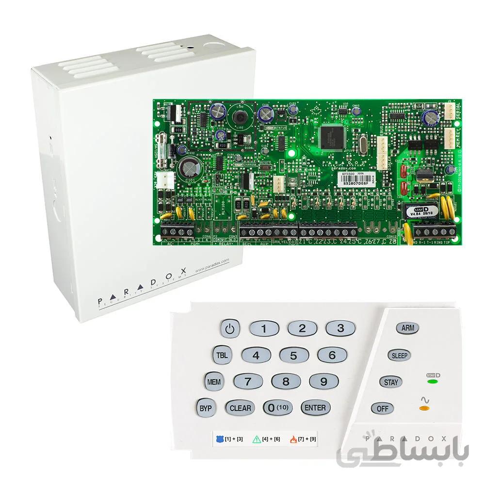 کنترل پنل SP5500 به همراه کی پد K636 پارادوکس به همراه جعبه فلزی