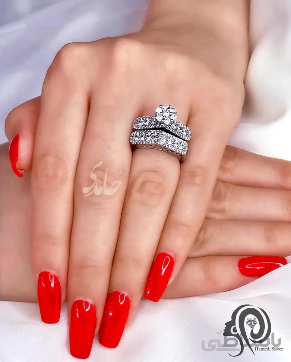 انگشتر نقره حلقه پشت حلقه RI2014