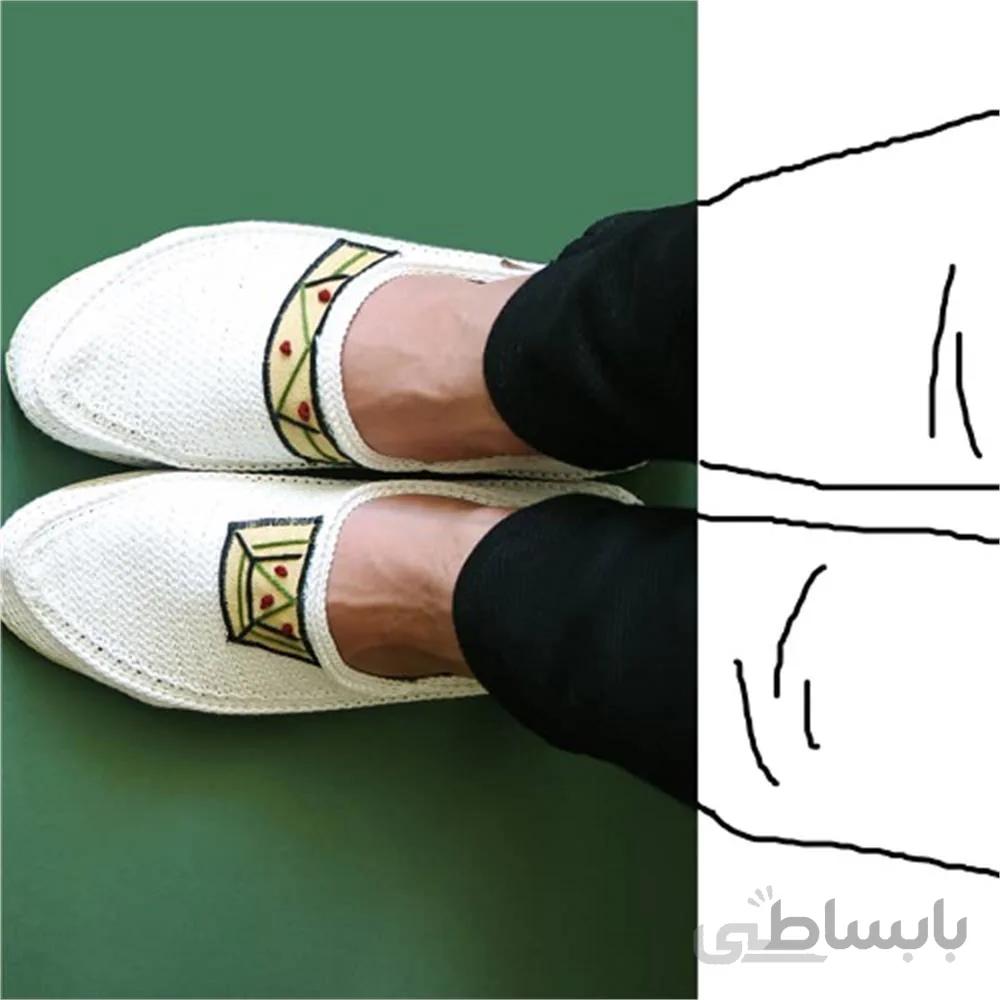 گیوه دست دوزی تلفیقی گلدوزی و نقاشی مردانه کد 6 ا handmade sneaker combine of embroidery and paint code 6