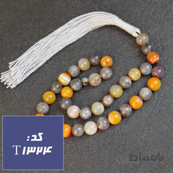 تسبیح لابرادوریت و عقیق زرد اصل ۳۳ دانه کد T_1324