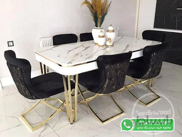ناهار خوری سفید طلایی مانيا