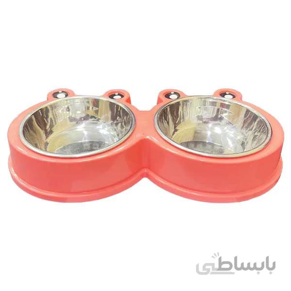 ظرف دوقلوی استیل مخصوص سگ و گربه مدل SB-01